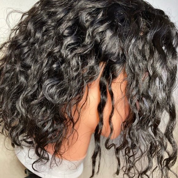 Short Bob Curly Human Hair Lace Front Wig - Picture 8 of 15